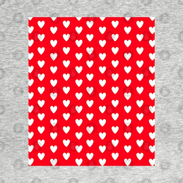 White Hearts Polka Dots on Red by OneThreeSix